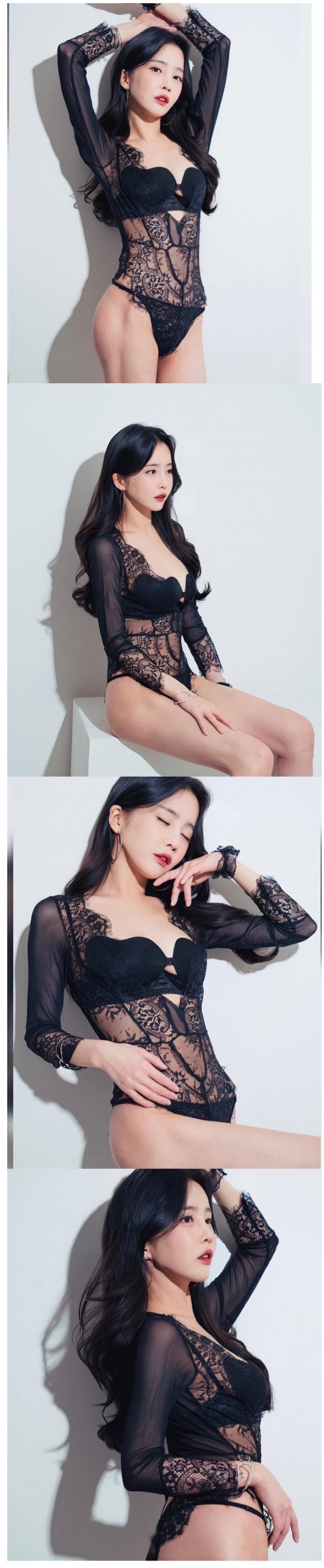 모델 이해른 시스루 블랙 란제리