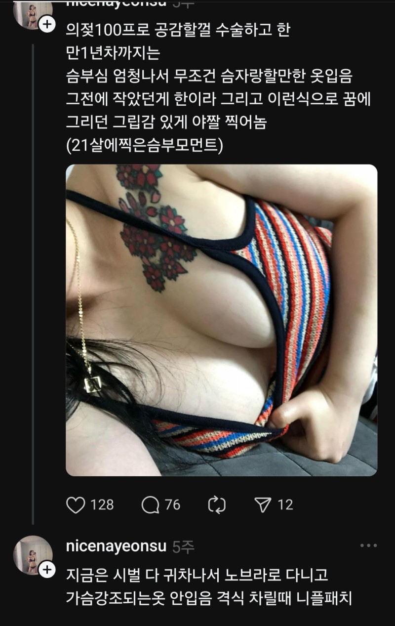 인스타 스레드 노브라 은꼴