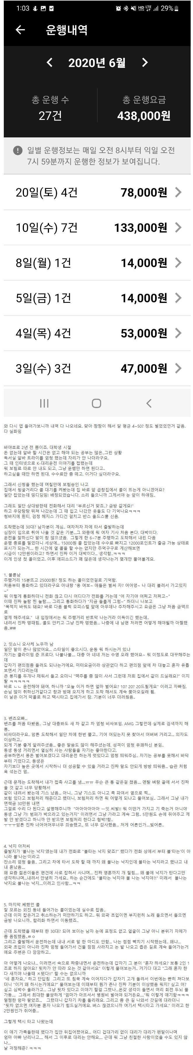 대리운전 뛴 20대 처자의 썰