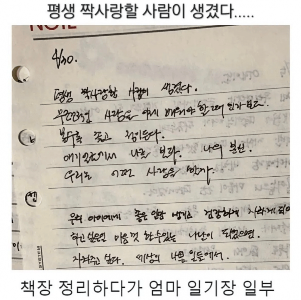 엄마의 오래된 일기장을 찾았는데...