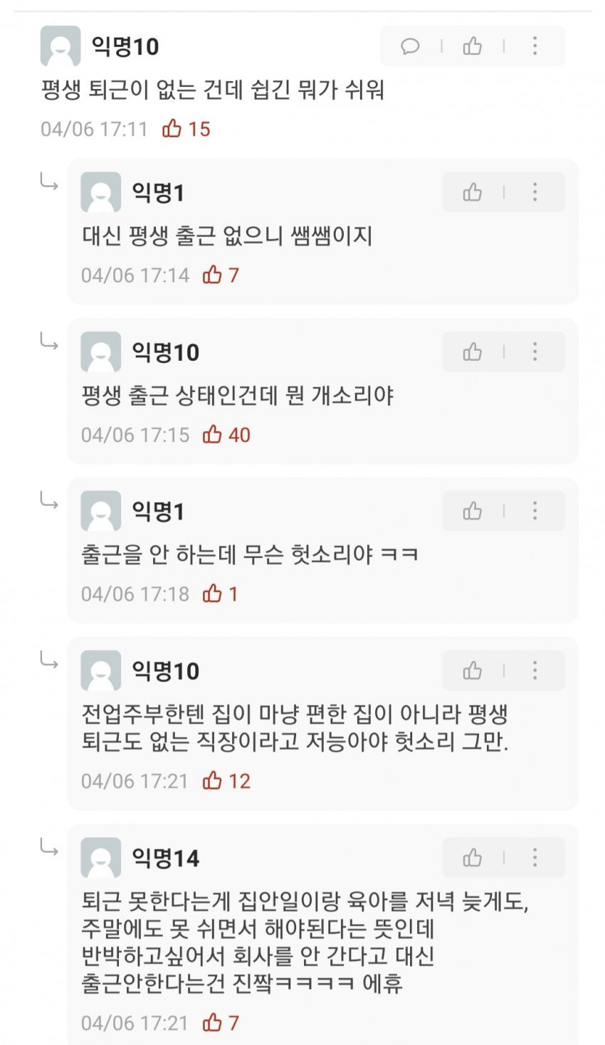 전업주부 난이도에 대한 생각