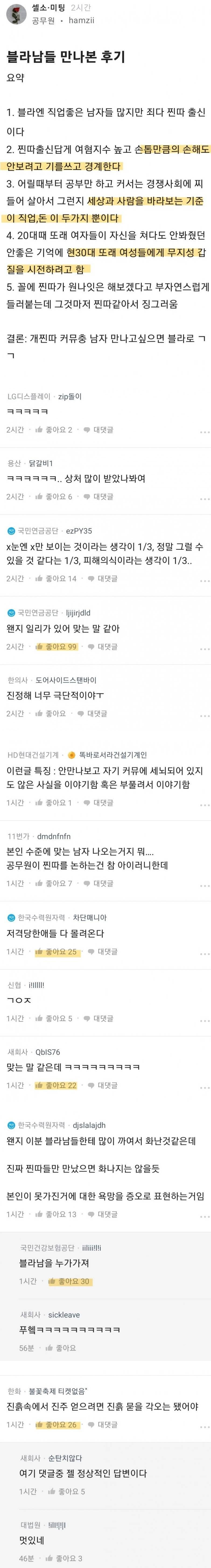 블라남들 만나본 후기