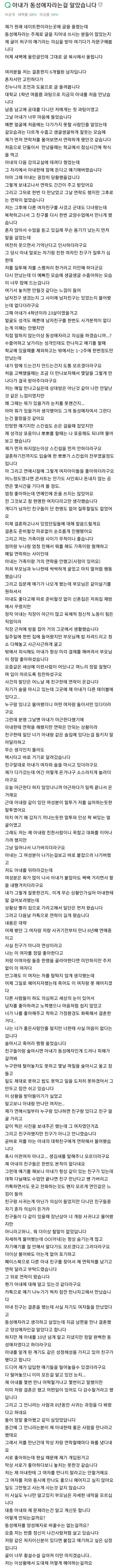 아내가 레즈비언이라는걸 알았습니다