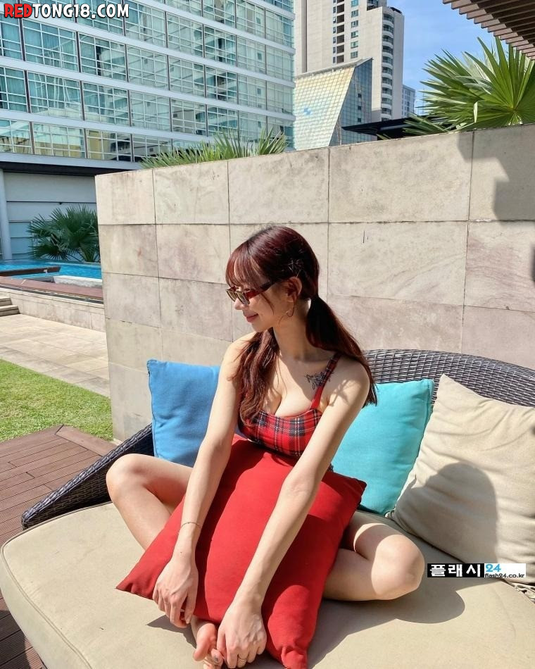 ㅇㅎ)허수미 치어리더 체크 수영복