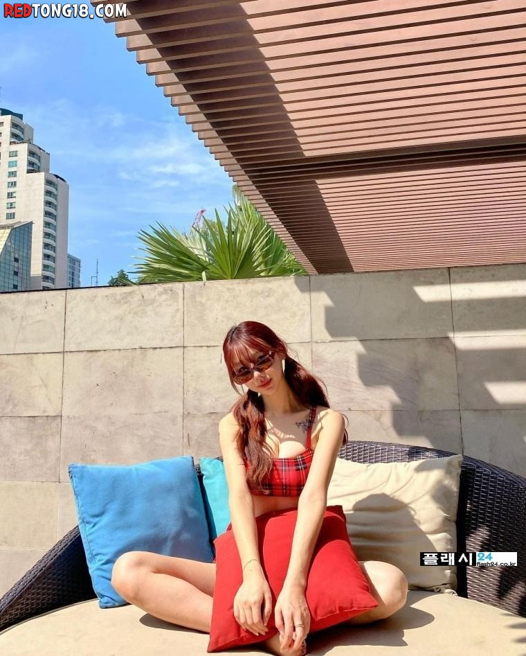 ㅇㅎ)허수미 치어리더 체크 수영복