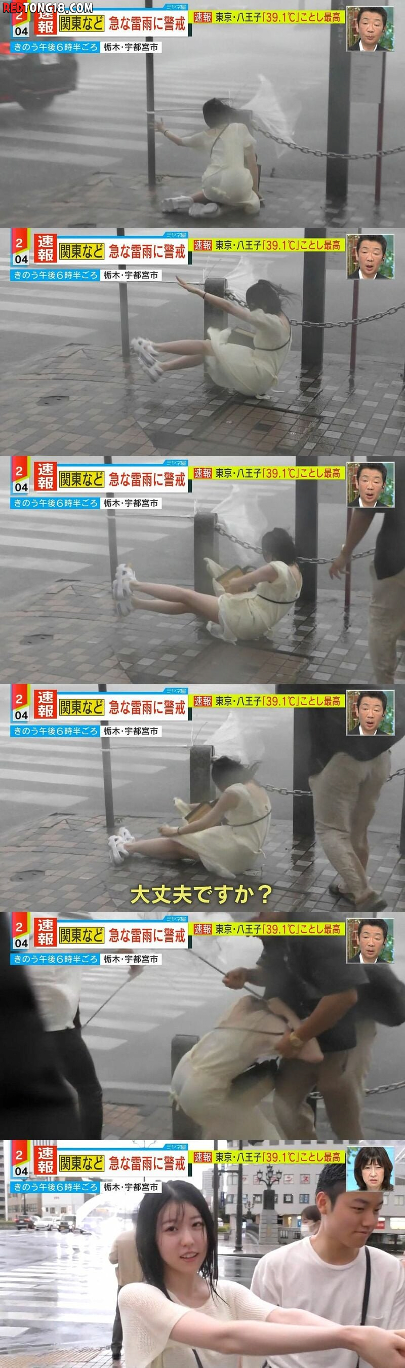 태풍 심한 날.. 원피시 입은 처자 대참사