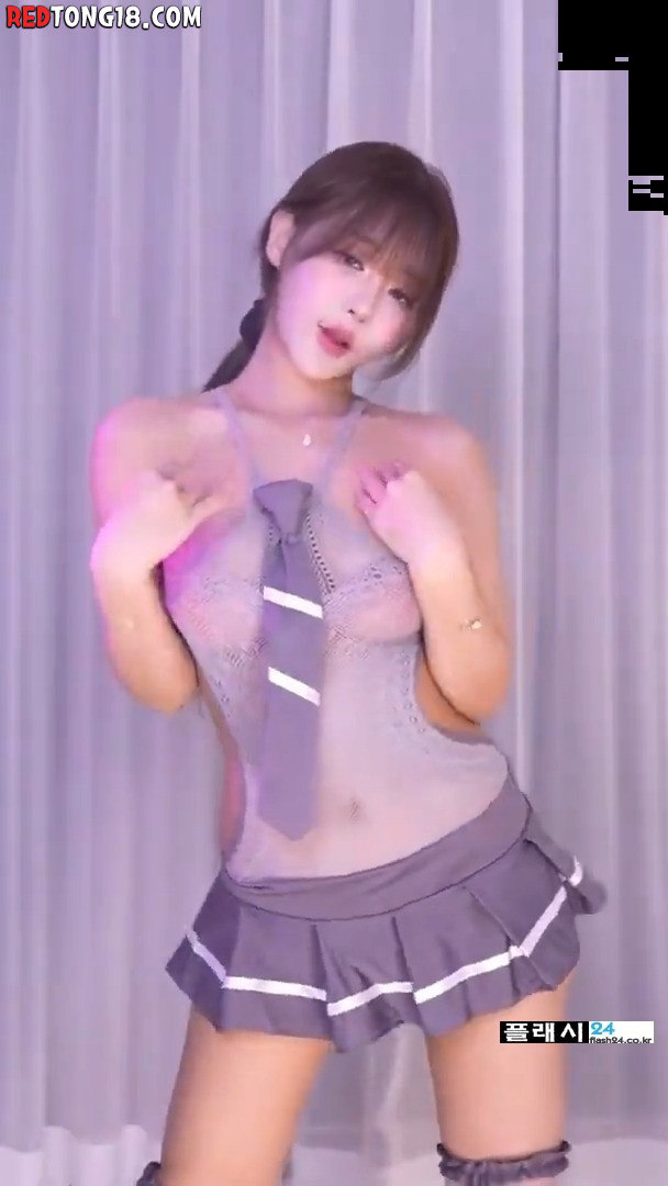 BJ 하루 연보라색 시스루 모노키니