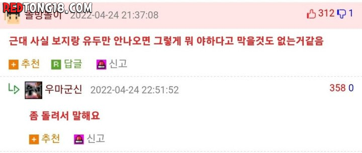 커뮤 약후방짤 검열에 대한 웃대인의 소신발언