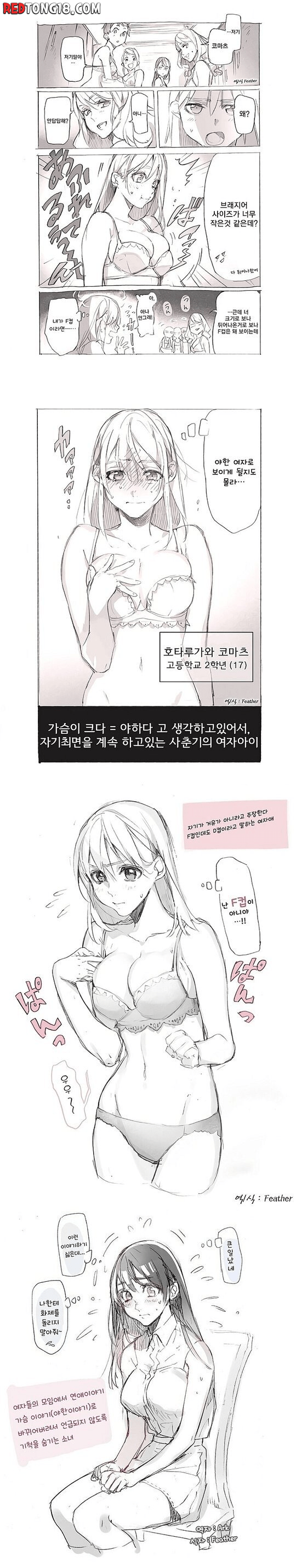 자기 가슴이 F컵인데도 D컵이라 주장하는 여자