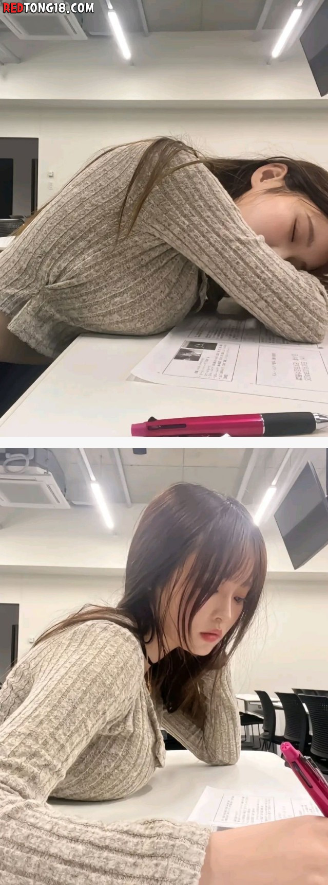 공부하다 지친 여대생.. jpg