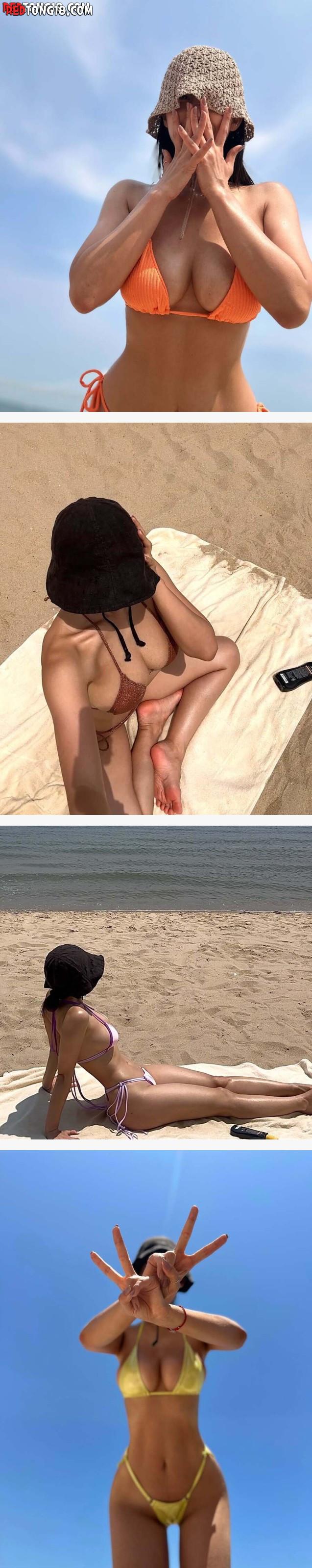 광안리 해수욕장 태닝하는 요가강사 몸매