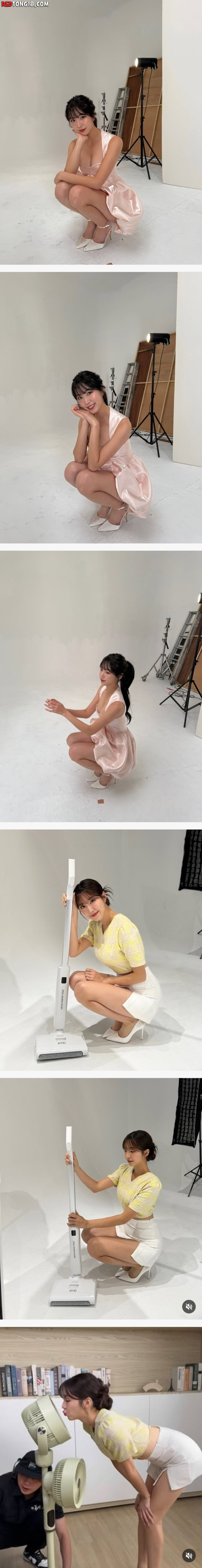 쪼그려 앉은 안지현 치어리더 노출
