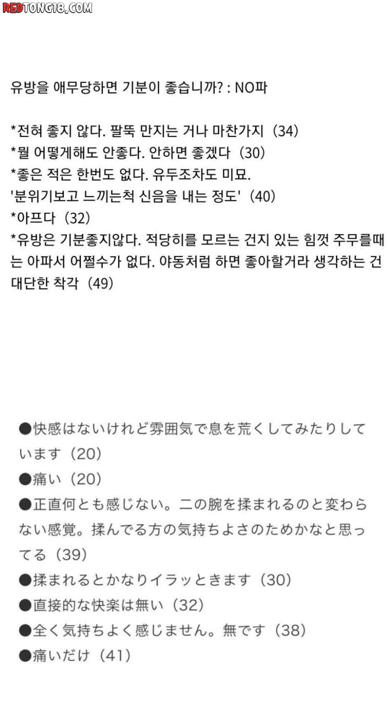 섹스 중 가슴 만지는 거에 대한 반응